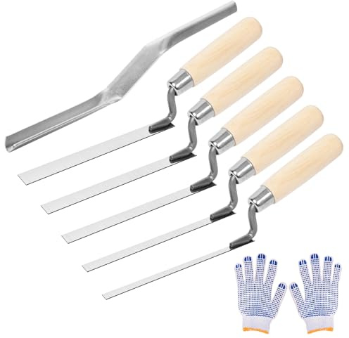 6 Pcs Tuck Pointer Trowel Set, Pointing Trowel Brick Jointer Cement Tool, Mortar Repair and Masonry Tools for Tuck Pointing