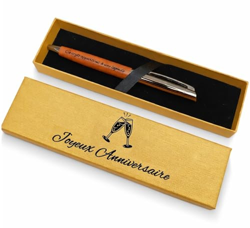 weastyle Stylo en bois prémium personnalisé avec coffret - édition spécial fêtes - Coffret stylo gravé Homme & Femme - Idée cadeau Noël, Anniversaire, bureau, Professionnel