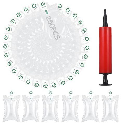 250 stycken bubbelkuddar 100 × 150 mm med pumpar, PE-material luftkuddar förpackningsmaterial luftkuddar luftfickor fyllningsmaterial stötdämpande stoppningsmaterial för frakt transportförpackning