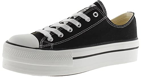 victoria Zapatillas Tribu Lona & Doble Plataforma 1061100 para Mujer Negro 36