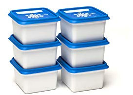 Amuse Alaska A-000075 Gefrierdosen / Frischhaltedosen-Set zum Einfrieren als kleine Aufbewahrungsboxen, in Profi-Qualität, eckig, 6 x 200 ml blaue Vorratsdosen luftdicht