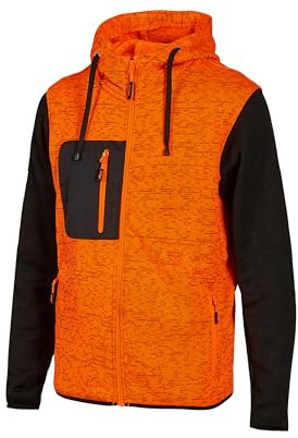 U-Power Rainbow, Felpa Full Zip, Con Tasche Ampie, Morbido Pile, Tessuto Cotone Stretch, Collo Alto, Cappuccio Regolabile, Abbigliamento Invernale Confortevole (ORANGE FLUO - L)