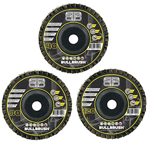 Fächerscheibe 76mm (3er Set | 1x40, 1x80, 1x120 - Premium ZIRKONIUM) | ø76mm Winkelschleifer Zubehör | Fächerschleifscheibe für Holz Stahl Lack | mini flexscheiben | Flex Schleifscheiben 76mm
