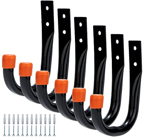 MHHO-WG Set da 6 ganci universali in acciaio resistente per il riposizionamento in garage, per parete di garage