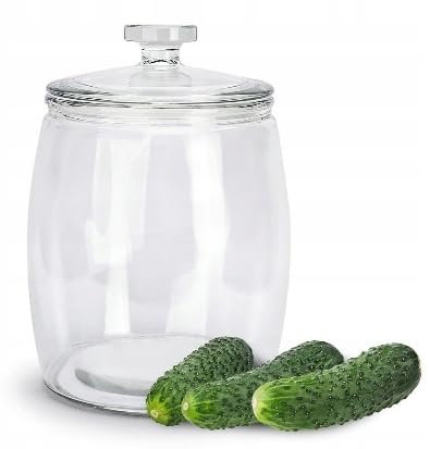 F & R Gurkenglas, Einmachglas mit Deckel & Gummidichtung, Lebensmittelechtes Konservenglas, Glasgurkenbehälter für Küche & Vorratskammer, Rundglas 4 l