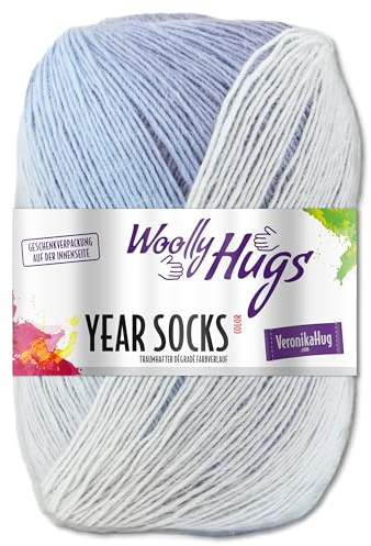 Frida's Wollhaus Woolly Hugs - Gomitolo di lana per calze, 100 g, colore sfumato, 17 colori (06 | giugno)