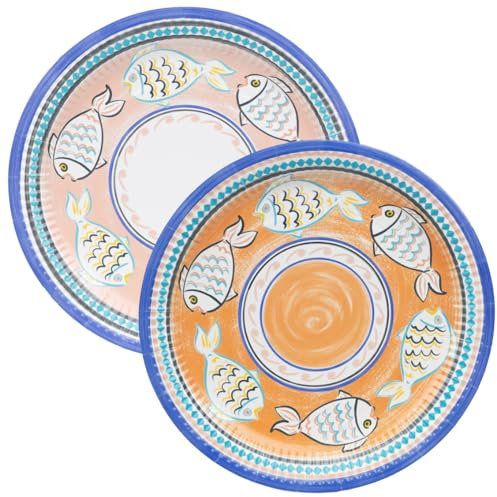 Talking Tables 10 platos de papel de pescado naranja | Platos desechables vibrantes para fiestas, ideales para picnics, almuerzos, almuerzos, bodas | 23 cm