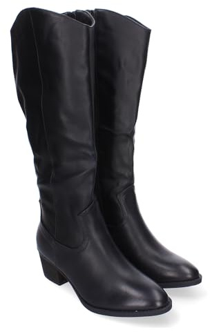 86834 Botas de Tacon para Mujer, Comodas y Elegantes, Puntera Redonda y Cierre de Cremallera Lateral. Negro Talla 38