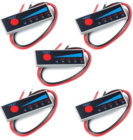 GTIWUNG 5 Pezzi 3S 12.6V Modulo Indicatore di Capacità della Batteria al Litio Indicatore di Percentuale della Batteria Indicatore di Capacità LED Display 25% 50% 75% 100%