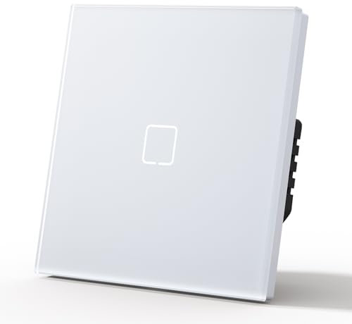 MVAVA Interruttore della luce touch da incasso, Wlan Alexa Smart Interruttore della luce compatibile con Alexa/Google Home Work con Tuya/Smart Life, cavo neutro richiede 1 vano, 1 via, vetro