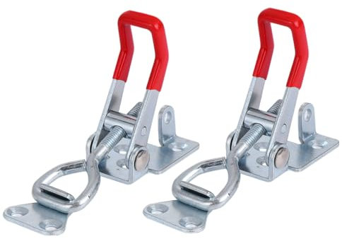 Uonlytech 4pcs Adjustable Iron Toggle Clamp Latch Heavy Duty Quick Release Door Cabinet Box Toggle Latch Clamps with Lock Hole for Woodworking and Tool Cases