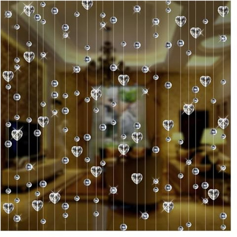 Amor transparente cuentas de cristal decoración Interior puerta cortina Hotel sala de estar adornos de partición Adecuado Para Festivales, Hogares, Fiestas De Boda(Transparent,5 strings 200cm)
