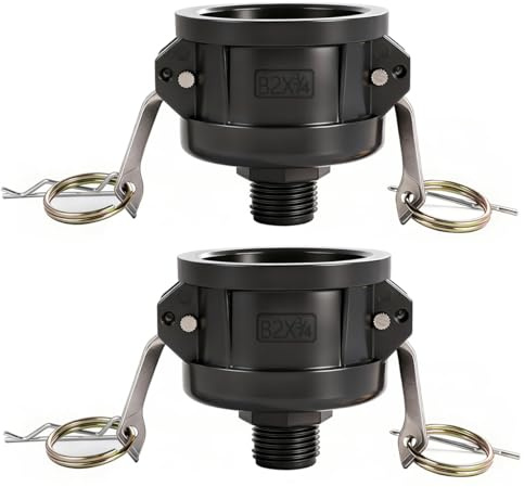 Gurtt 2-Pack 275 330 Gallon IBC Tote Adapter – 2 Inch Camlock to 3/4 Inch Male Tank Drain Fittings for Garden Hose