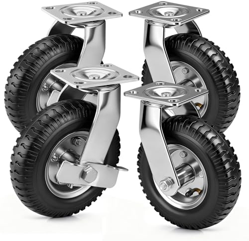 4 Stück Lenkrollen Luftrad mit Bremse Set Ø 200 x 65mm, 300KG