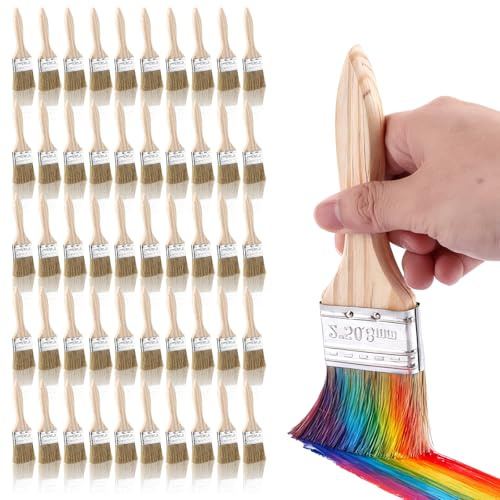 LDHHYH 30 stycken penselset platt pensel 50 mm bred målarpensel med 12 mm tjockt trähandtag platt pensel set för väggfärg lasyrer epoxiharts och träarbete