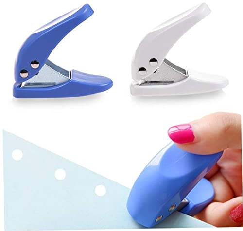 Perforatrice à un seul trou mini papier robuste 1 perforateur perforateur de poche portable 10 feuilles à la fois couleur aléatoire (2 pièces)