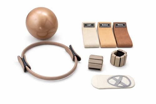 MOOVX Kit Pilates Complet – Ballon, Anneau Pilates, Élastiques de Résistance, Poids de Cheville et Ballerines Antidérapantes – Entraînement à Domicile