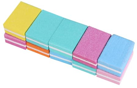 MAGICLULU Lime per Unghie in Spugna 10 Pezzi Quadrati Raspa per Unghie Leggera e Portatile Strumento per Levigatura e Manicure Professionale a Casa e Salone Colore Casuale