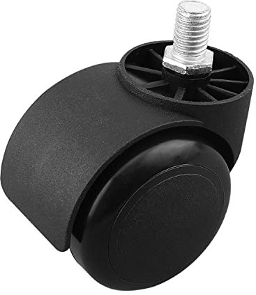 MroMax Office Chair Casters Wheels 1.97 Inch PU Twin Wheel Threaded Stem Swivel Caster Black 1pcs