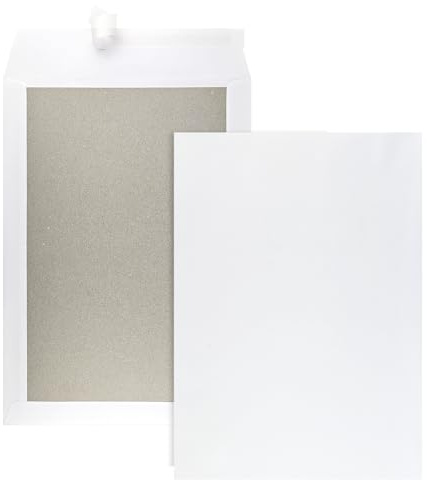 Netuno 100 x vita fraktpåsar DIN B4 B4 med kartongbaksida i gråkartong 250 × 353 mm 400 g kartongkuvert med kartongbaksida kartongfickor stor vit utan fönster