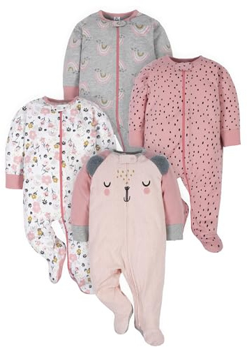 Gerber - Juego de 4 pijamas tipo mameluco con diseño de osos para bebé niño