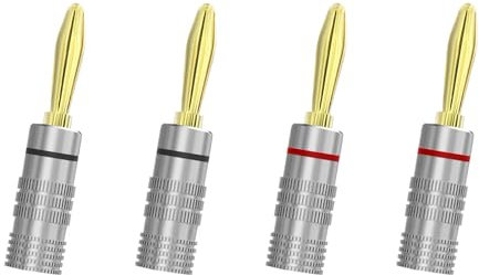 Fosi Audio Bananenstecker 4 Stücke 2 Paar, Vergoldete Lautsprecherstecker Bananenstecker für Passivlautsprecher Stereo Audioempfänger, geeignet für Fosi Audio HiFi Verstärker