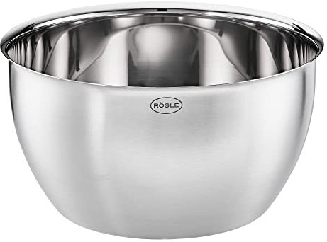 RÖSLE Basic Line Schüssel, formschöne Edelstahlschüssel zur Zubereitung und Aufbewahrung von Speisen, Edelstahl 18/10, spülmaschinengeeignet, 20 cm, Silberfarben