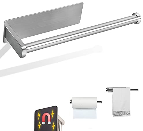 Paper Towel Holders Magnetic Steel Brushed Towel Roll Holders with Strong Magnetic Backing - Fit for Large Paper Towels-for Kitchen,Refrigerator,Grill,Toolbox,Garage,Shop