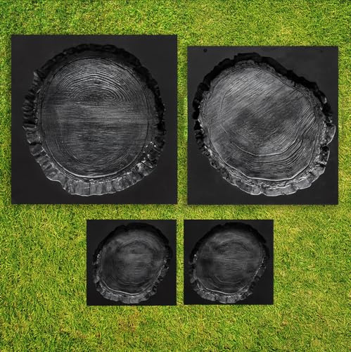 Betonex 4 pcs Log Slab Old Wood Paver Paving Precast Concrete Mold Plaster ABS 2mm - Garden DIY Stepping Stone Mold Cement - DIY Concrete Molds Walkway