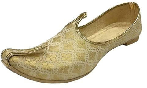 Men's Traditional Ethnic Gold Punjabi Jutti for Men Mojari Sherwani Jooti Loafers Wedding for Groom Handmade Shoes