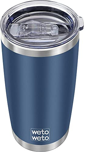 WETOWETO 20oz Tumbler, Stainless Steel Vacuum Insulated Coffee Travel Mug, Double Wall Powder Coated Insulated Coffee Mug Travel Mug with Lid Thermal Cup for Outdoor (Navy Blue, 1 Pack)
