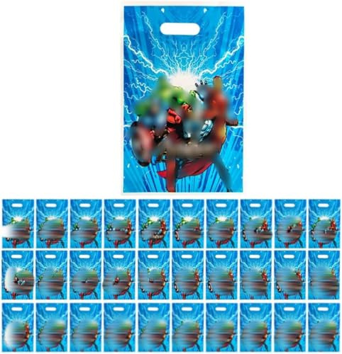 Aisszhao Hero Party Gift Bag,30pcs Boy Party Bags,Blue Cartoon Gift Bags for Kids Birthday Party,Kids Cartoon Parties Bags fillers Gift Bags with Handle for Boys Birthday Cosplay PartySupplies