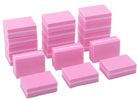 luoshaPUCY 20 Stück Buffer Schleifblöcke Nagelpufferblöcke Polierblock Doppelseitige Schwamm Nagelfeile Maniküre Werkzeug zum Schleifen von Acrylnägeln Naturgel für Gelnägel und Acrylnägel (Rosa)