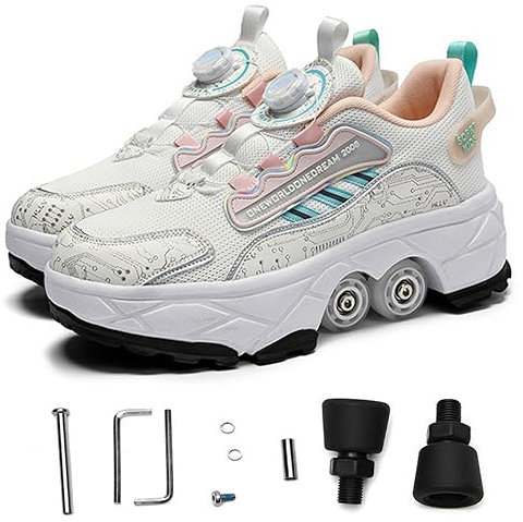 Scarpe Kick Rollers Deformazione 2-in-1 Multi-Purpose Scarpe Inline Roller Shoes Skate per Ragazzi E Ragazze Regolabili Trekking,35