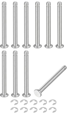 sourcing map Set di 10 anelli di fissaggio per albero cilindrico M3 x 30 mm, in acciaio inox 304, perno di posizionamento cilindrico a testa piatta con anello di fissaggio con clip E, argento