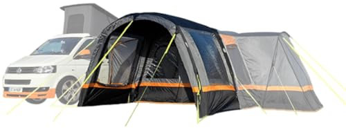 OLPRO Cocoon Breeze Campervan Awning Extension - Charcoal & Orange, Air Beam, extra storage room, undercover dining area, 350cm wide x 180cm long