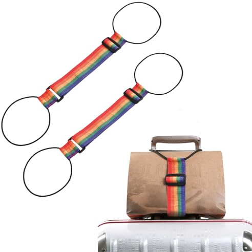 TRIWONDER Correas para Equipaje Cuerda de Amarre Elástica para Maletas de Viaje Cintas con Hebilla de Sujeción Ajustables de Seguridad para Equipaje Bolsa de Viaje (Multicolores - 2 Piezas)