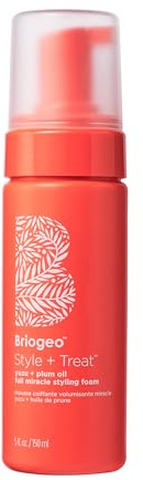 Briogeo Style + Treat™ Yuzu + Plum Oil Hair Styling Texture Foam, Control Frizz, Heat Protection, Enhance Wavy Hair, 150ml