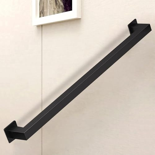 Renmlion Modern Stair Handrail - Black Wrought Iron Staircase Banister Safety Hand Rails Wall Mounted Indoor Outdoor Hand Railing - 1m 1.5m 2m 2.5m 3m Stairway Railing(12ft/360cm)