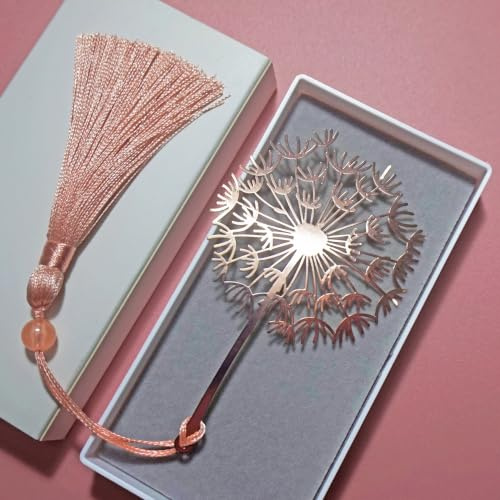 Yocuzee Marque-pages en métal avec boîte-cadeau, cadeaux femmes (Pissenlit) | Bookmark avec pompon, idéal pour maman, grand-mère, les passionnés de lecture, les enseignants, les élèves