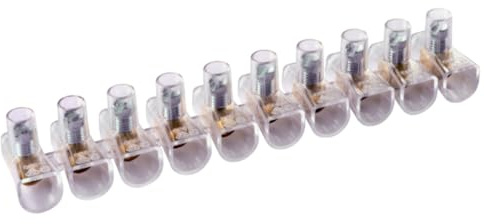 10 Morsetti unipolari, sezione 16mm² 16mmq, in stecche da 10 poli, morsetto per cablaggio forbox, campanelle, in policarbonato e ottone, per scatole di derivazione, portata 500V 76A