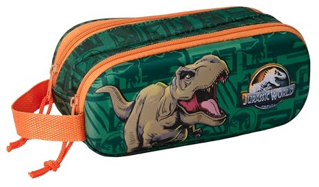Jurassic World 3D - Portatodo Doble 3D, Estuche Infantil, Estuche Niño, Ideal para Niños en Edad Escolar, Cómodo y Versátil, Calidad y Resistencia, 21x6x8 cm