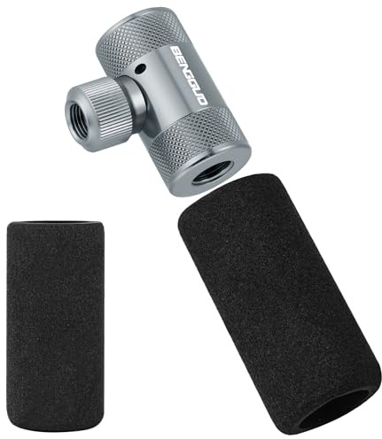 AOOWU Gonfiatore di CO2, Pompa CO2 Compatibile con Valvola Presta e Schrader, Leggero Pompa ad Aria CO2 con 2 Manicotto Isolato, per Pneumatici da Bicicletta per Bici e Mountain Bike (No Cartucce CO2)