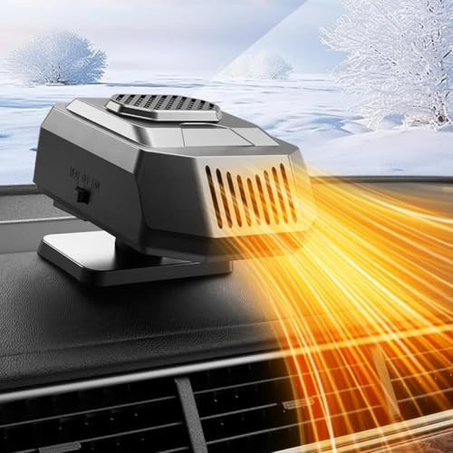 Calefacción para coche, 12 V, 200 W, portátil, con conector para encendedor de cigarrillos, calefacción rápida 2 en 1, descongelante y calentador de luna trasera, 360 ° giratorio para parabrisas y