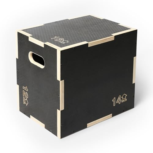 NORTHERN Plyometric Jump Box Wood Plyo Box Premium Exercise Step Power Strength Cross Training Home Gym Fitness Workout Equipment Aerobic Platform Jump Training 3 in 1 Wooden Plyobox
