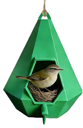 Mangiatoia per uccelli, casetta per uccelli da esterno, stazione di alimentazione da giardino, struttura a forma di goccia, design a tetto semi chiuso, per balcone, cortile, cortile, interno, esterno