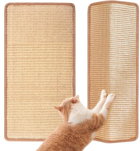 2 stycken klösmattor med kattvägg, sisal, 50 x 25 cm, självhäftande klösmattor för katter, klösmattor av sisal för att skydda soffa, möbler, mattor och väggar från repor (träfärg)