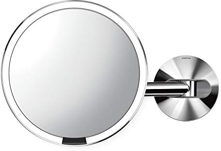 simplehuman, ST3016, 20cm, Sensorspiegel mit Wandhalterung, verdrahtet, 5-fache Vergrößerung, polierter Edelstahl, 5 Jahre Garantie