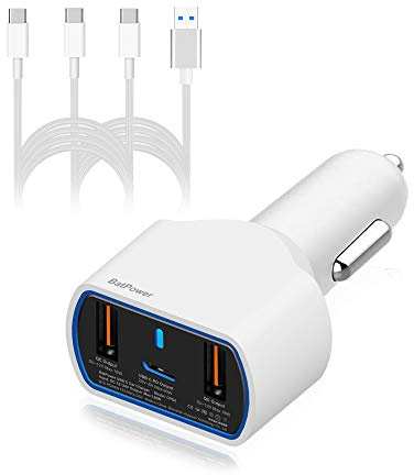BatPower CPD2 Hohe Energie 120W USB-C Laptop Auto-Ladegerät Kompatibel mit MacBook Pro Air USB C Laptop HP Dell Razer Surface Fahrzeugladegerät DC 12v-24v Auto Energieversorgung mit Zwei USB QC 3.0