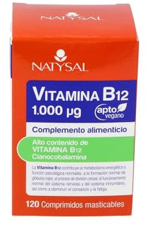 VITAMINA B12 1000 mcgrs. | 120 Comprimidos. Estimulante del metabolismo energético | Natysal